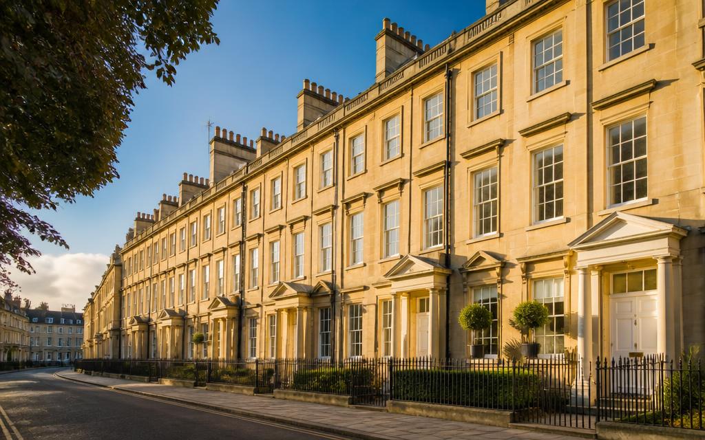 Traditional Bath stone terrace houses in a Georgian crescent